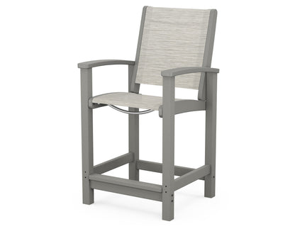 POLYWOOD® Coastal Counter Chair in Slate Grey / Birch Sling
