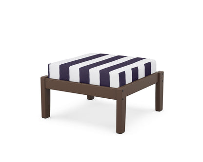 Unbranded Deep Seating Ottoman in Mahogany / Cabana Stripe Navy