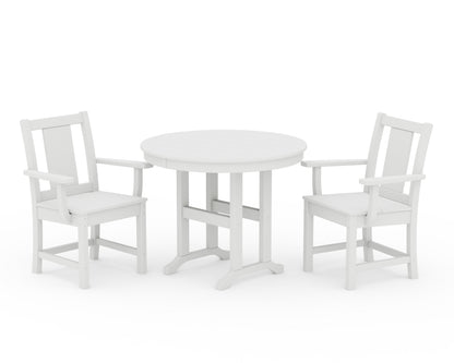 POLYWOOD® Prairie 3-Piece Farmhouse Dining Set in White