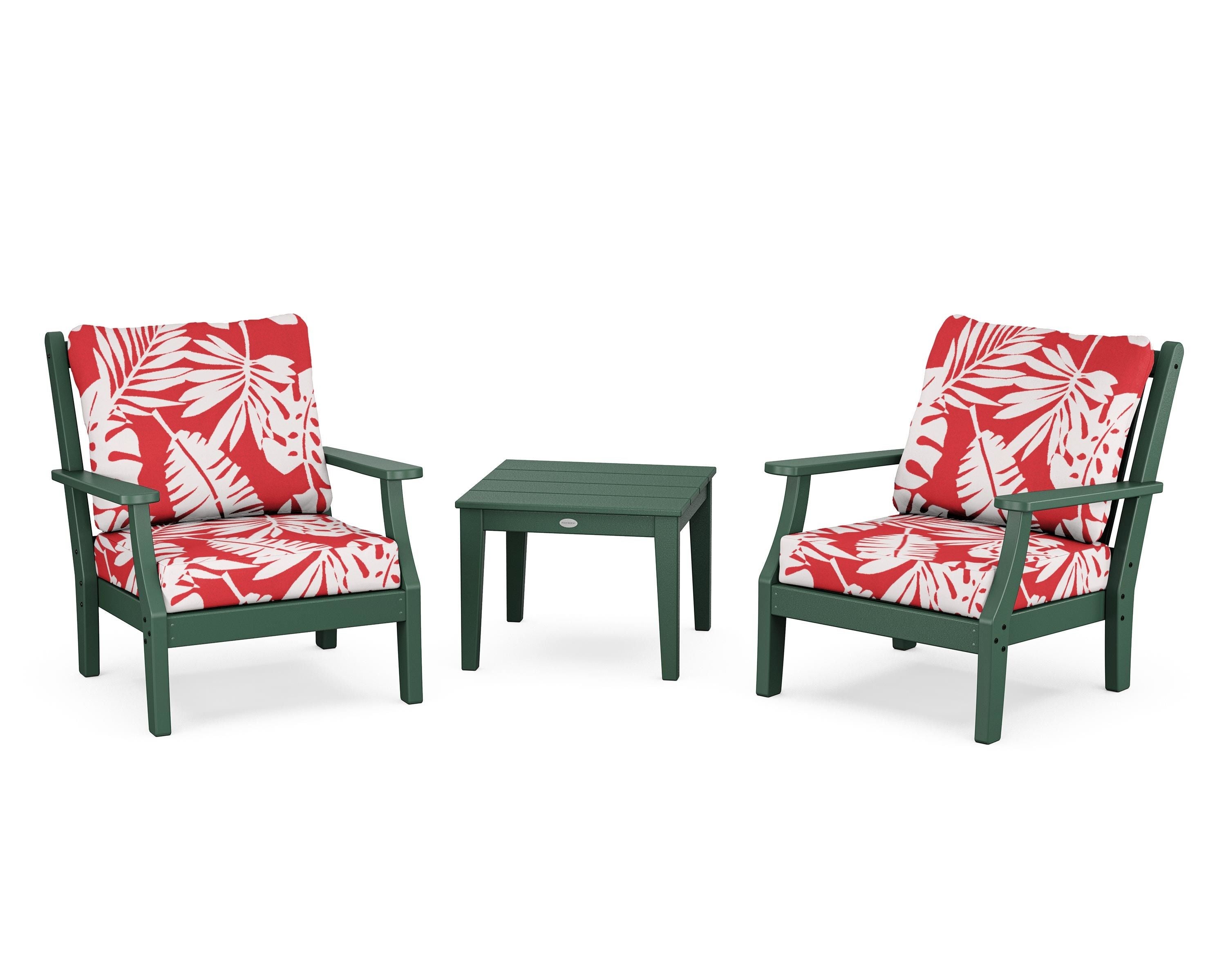 Country Living Wovendale 3-Piece Deep Seating Set in Green / Leaf Crimson