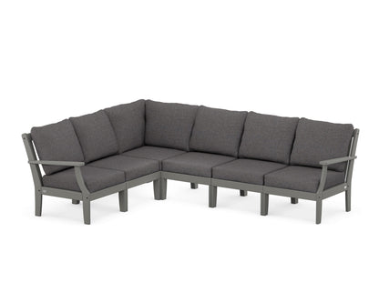 POLYWOOD® Braxton Modular 6-Piece Deep Seating Set in Slate Grey / Ash Charcoal