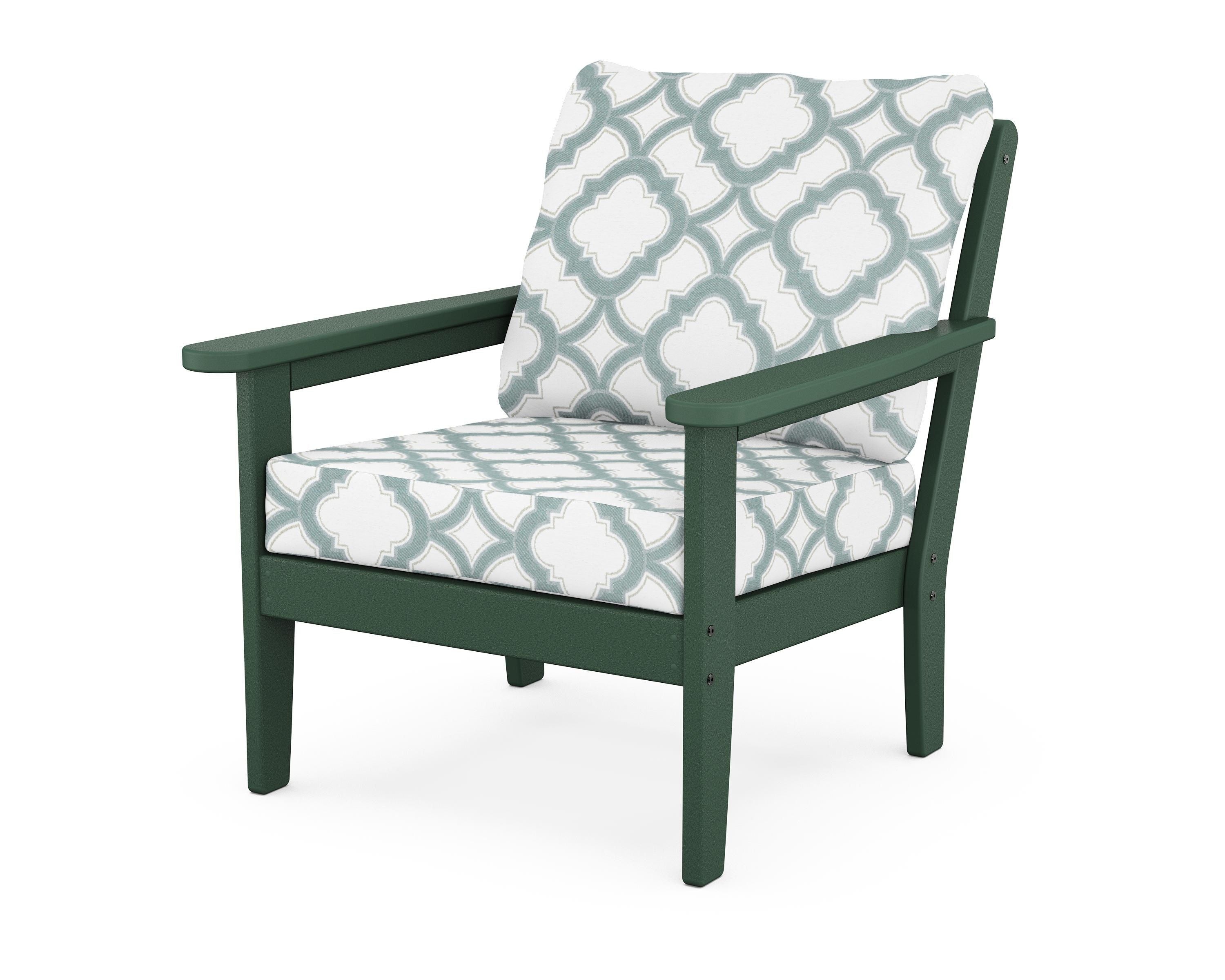 Country Living Cottage Deep Seating Chair in Green / Trellis Glacier Spa