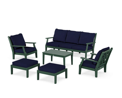 Country Living Wovendale 6-Piece Lounge Sofa Set in Green / Navy