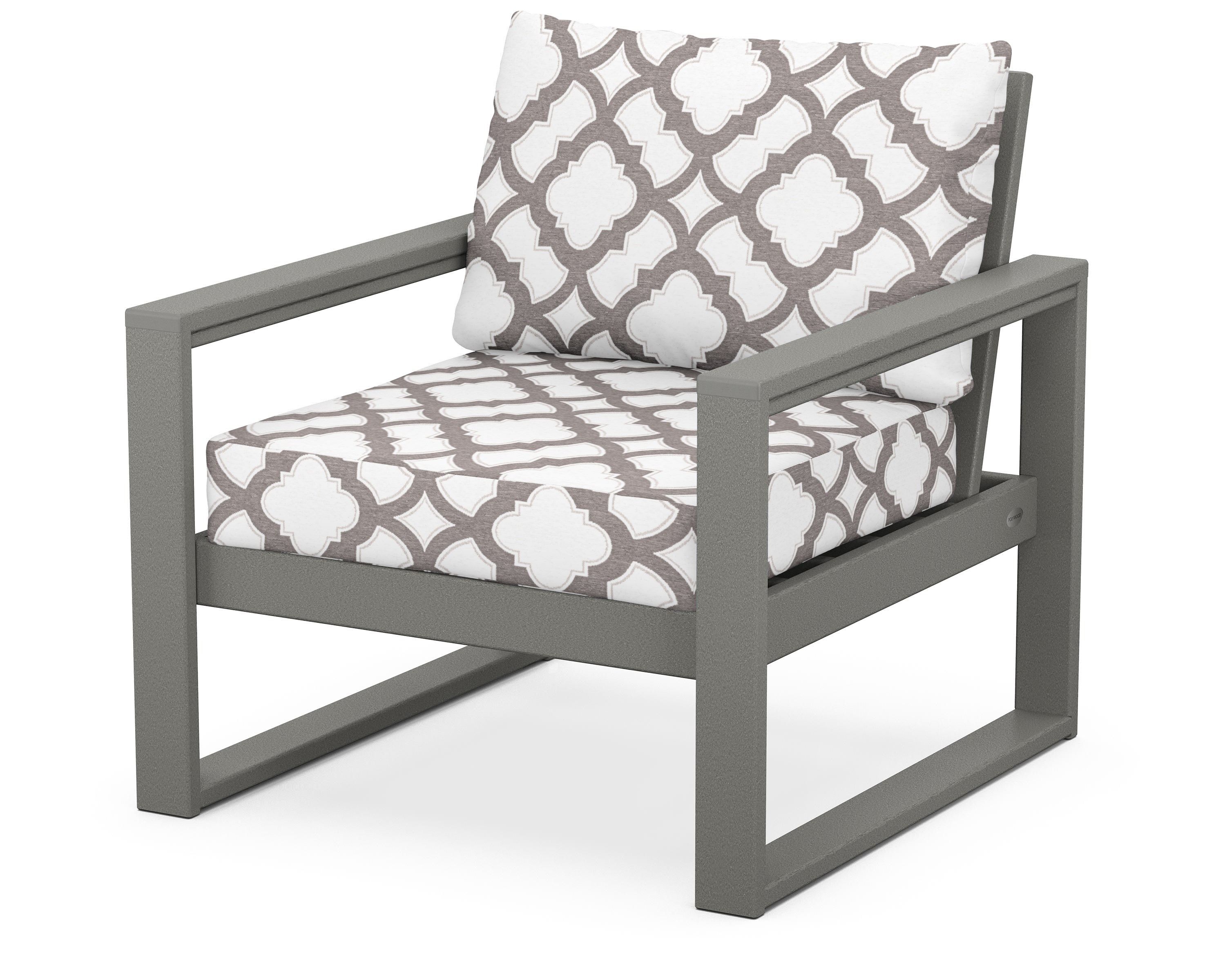 POLYWOOD® EDGE Club Chair in Slate Grey / Trellis Grey Mist