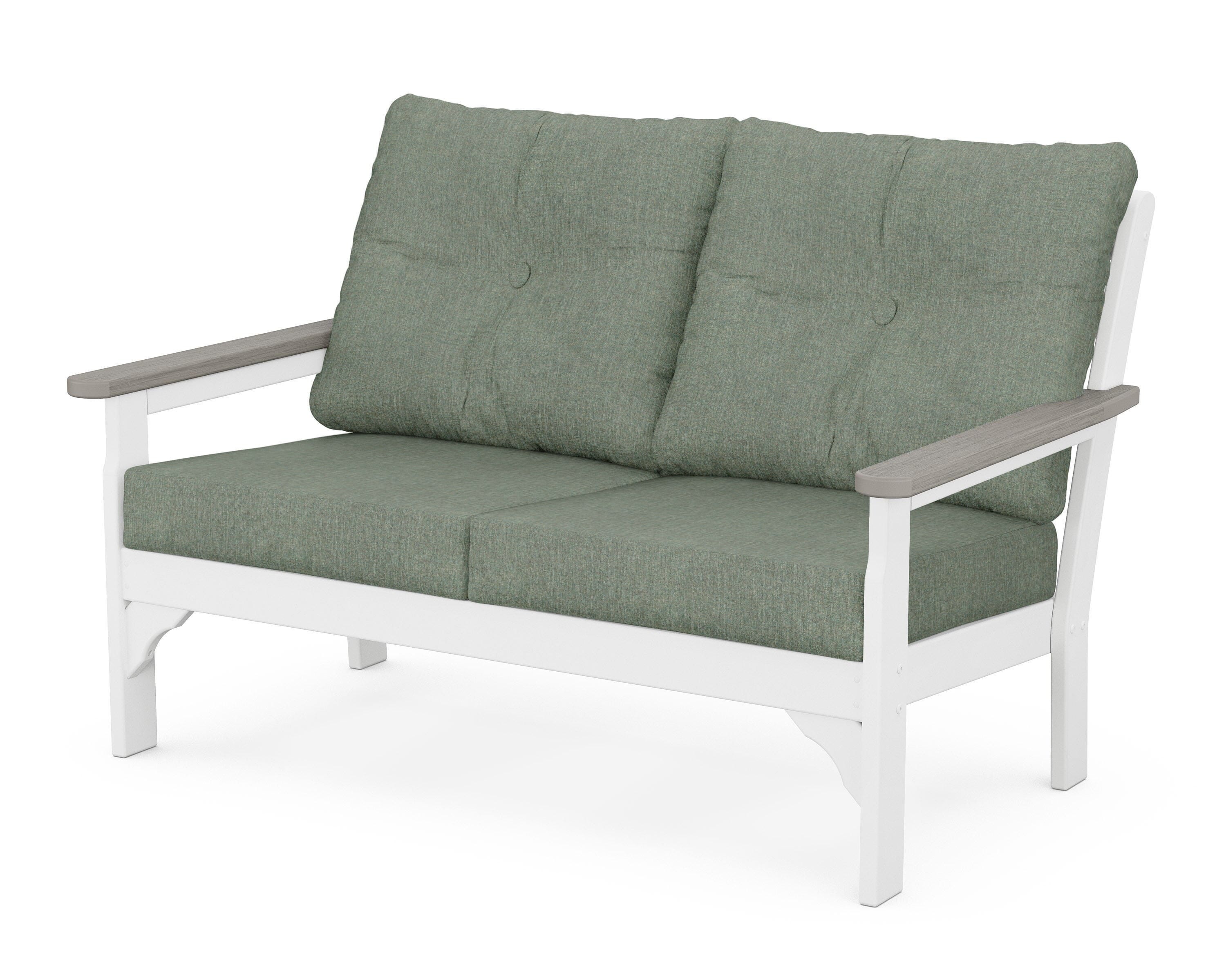 POLYWOOD® Vineyard Deep Seating Loveseat in White / Driftwood / Cast Sage