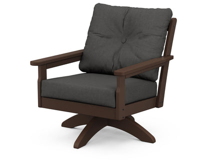 POLYWOOD® Vineyard Deep Seating Swivel Chair in Mahogany / Spectrum Carbon