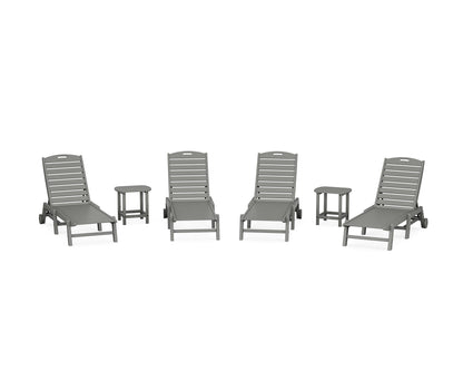 POLYWOOD® Nautical Chaise 6-Piece Set with Wheels in Slate Grey