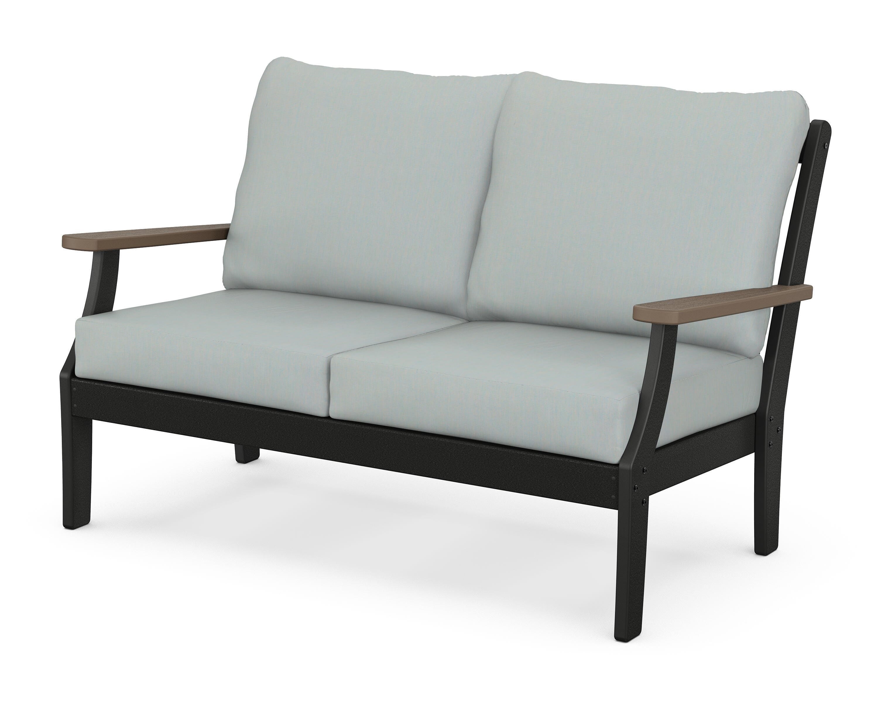 POLYWOOD® Braxton Deep Seating Loveseat in Black / Kona / Spa