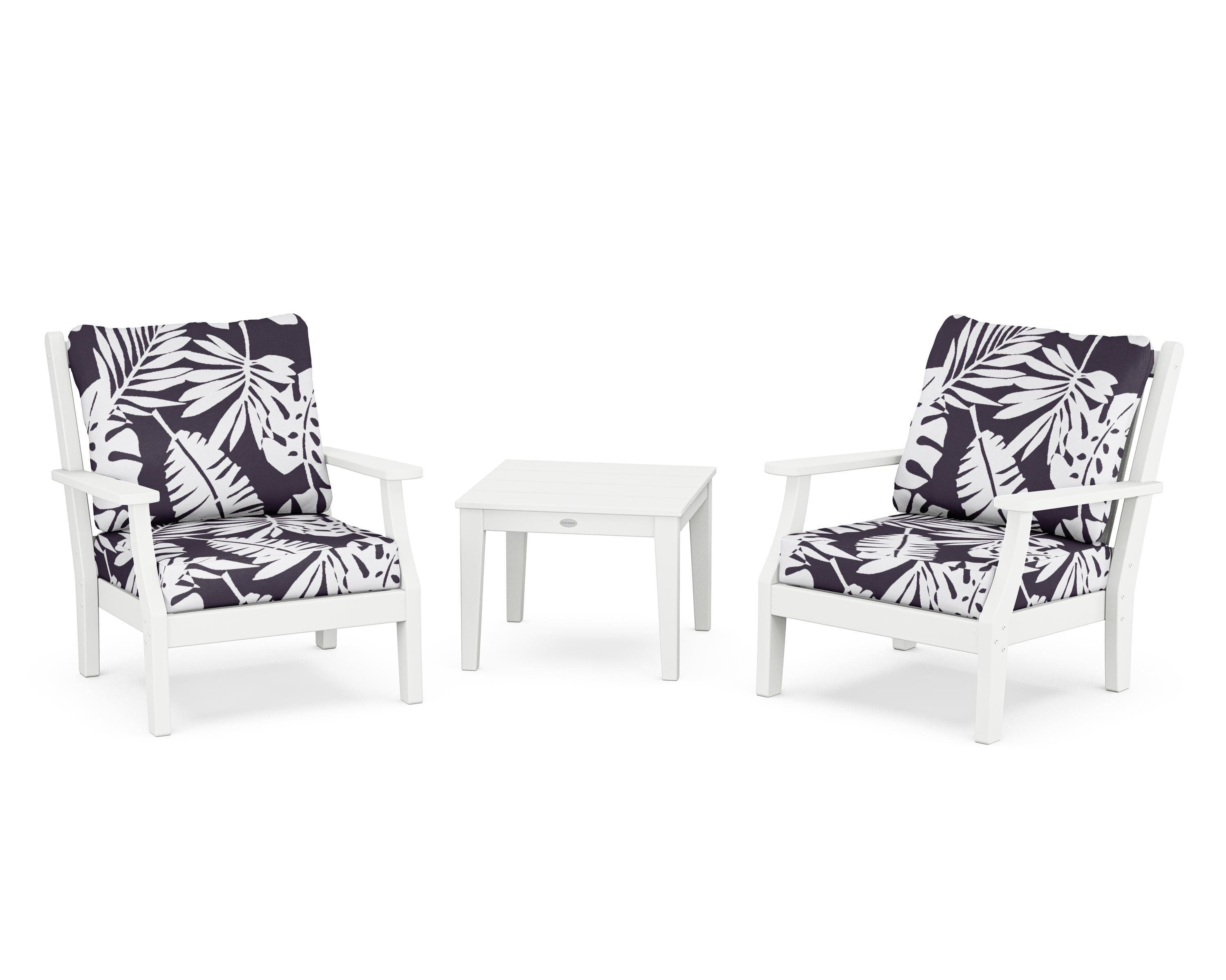 Country Living Wovendale 3-Piece Deep Seating Set in White / Leaf Navy