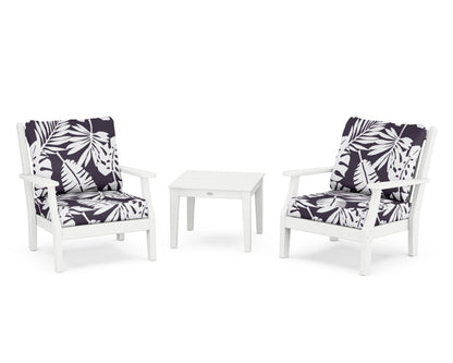 Country Living Wovendale 3-Piece Deep Seating Set in White / Leaf Navy