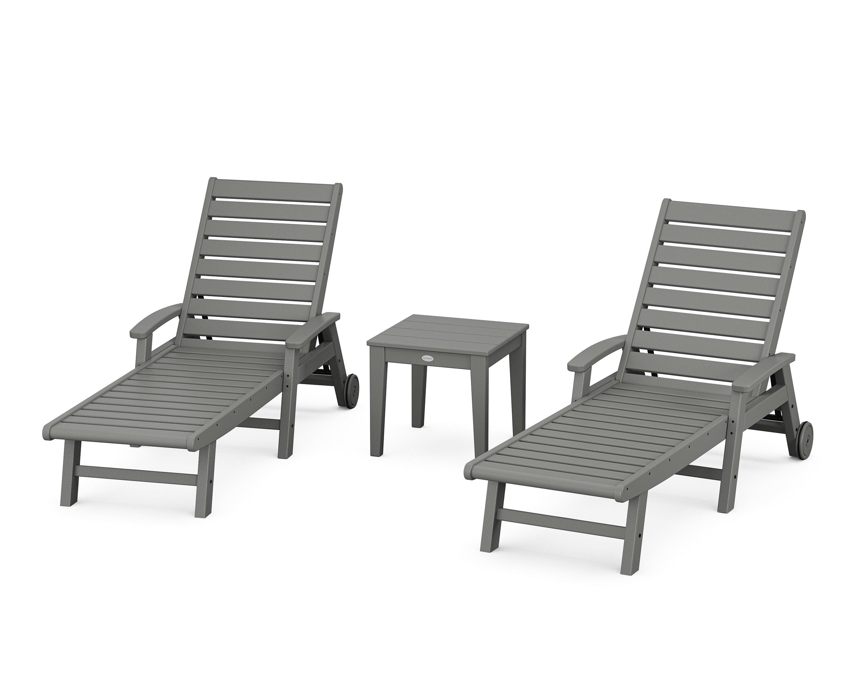 POLYWOOD® Signature Chaise 3-Piece Set with Wheels in Slate Grey