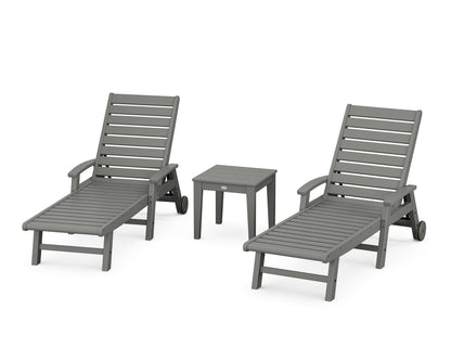 POLYWOOD® Signature Chaise 3-Piece Set with Wheels in Slate Grey