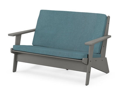 POLYWOOD® Riviera Modern Lounge Loveseat in Slate Grey / Ocean Teal