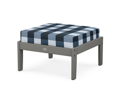 POLYWOOD® Braxton Deep Seating Ottoman in Slate Grey / Buffalo Plaid Marine Indigo