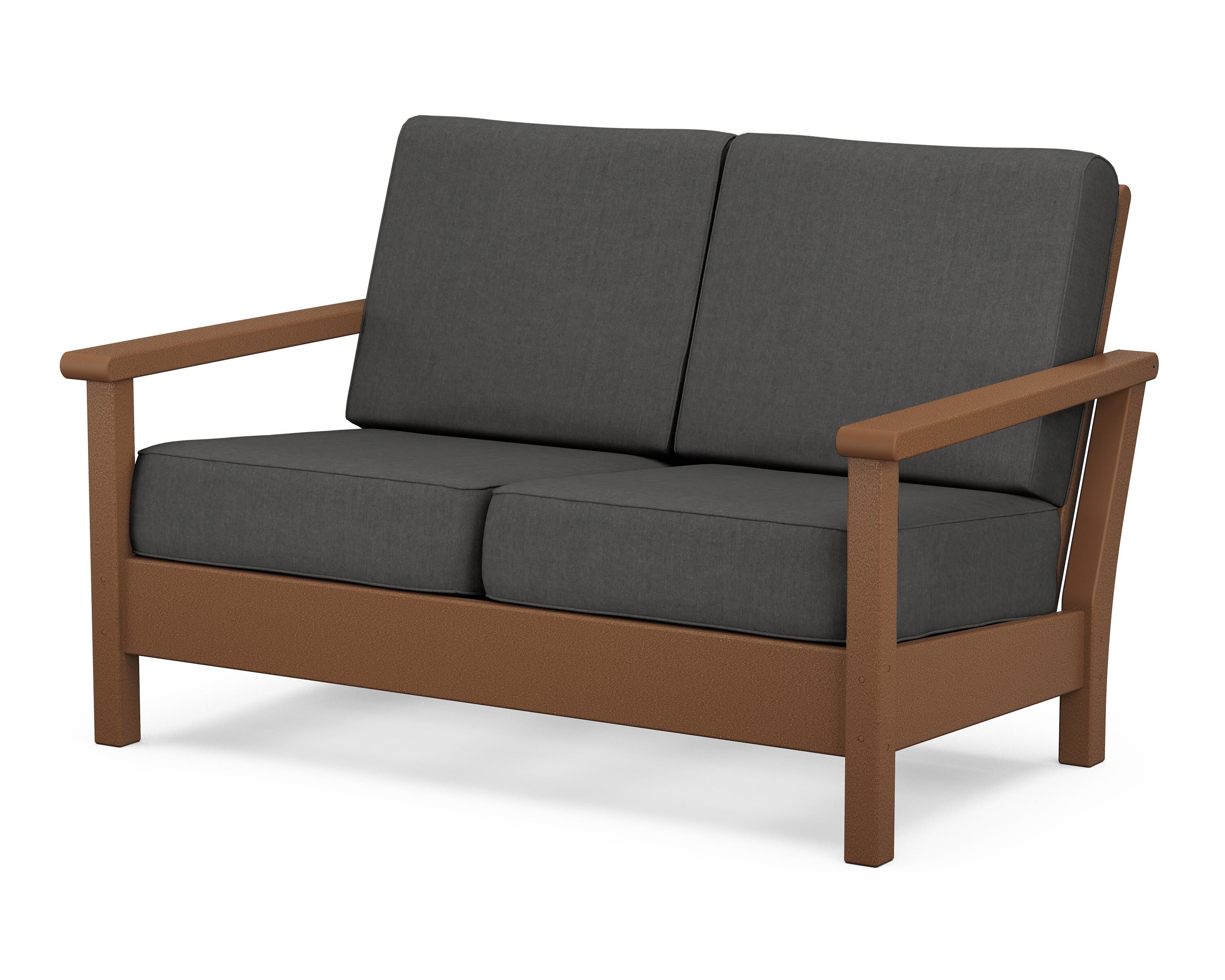 POLYWOOD® Harbour Deep Seating Loveseat in Teak / Spectrum Carbon