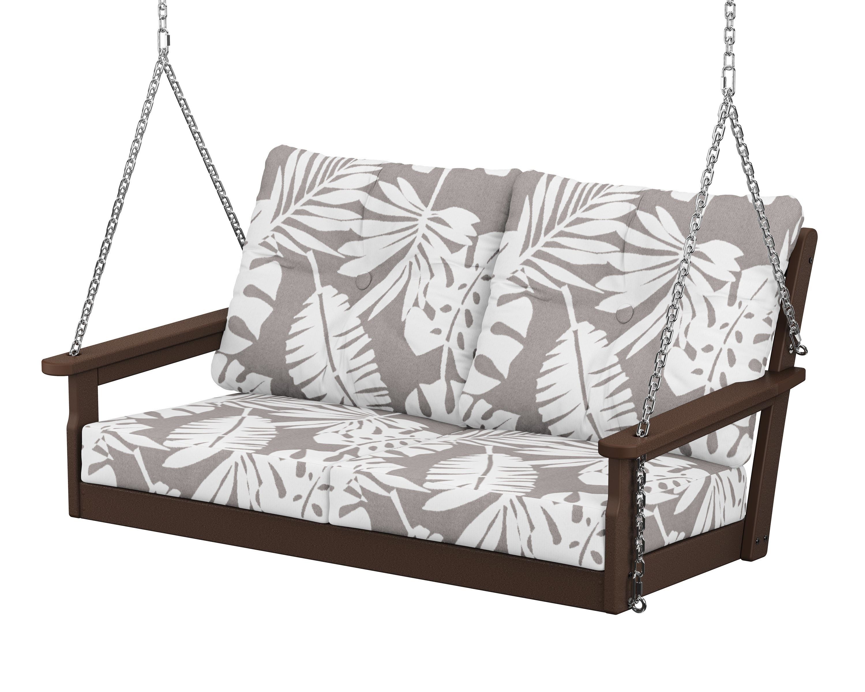POLYWOOD® Vineyard Deep Seating Swing in Mahogany / Leaf Grey Mist