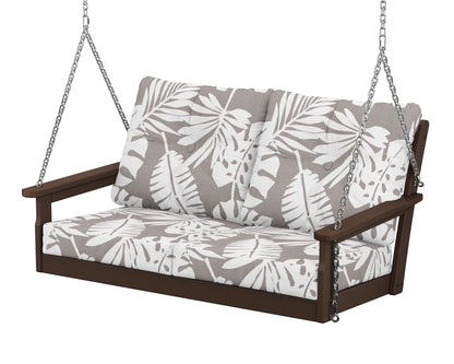 POLYWOOD® Vineyard Deep Seating Swing in Mahogany / Leaf Grey Mist