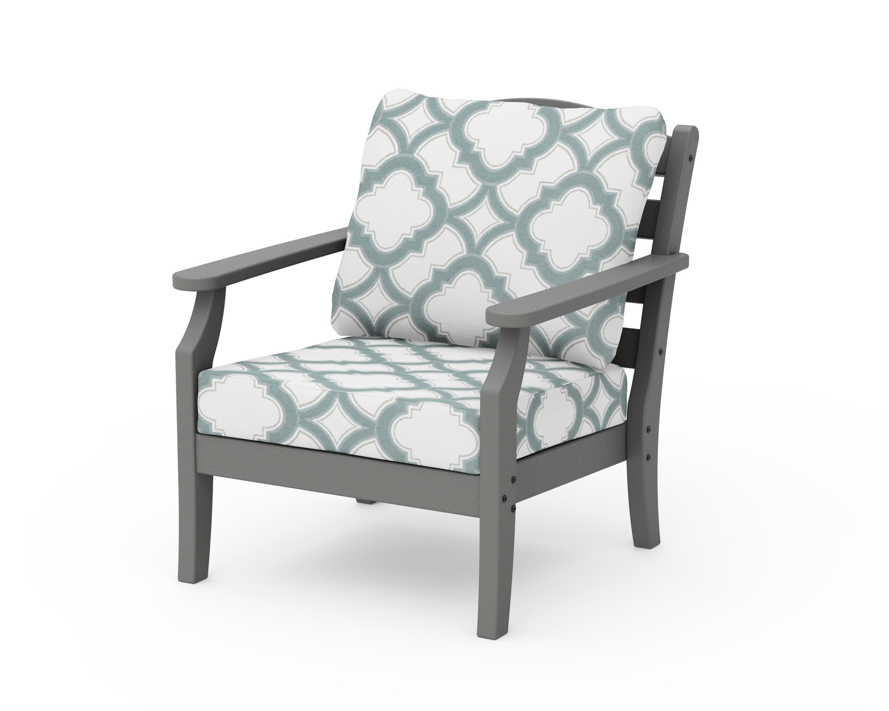 Draper James™ by  POLYWOOD® Savannah Deep Seating Chair in Slate Grey / Trellis Glacier Spa