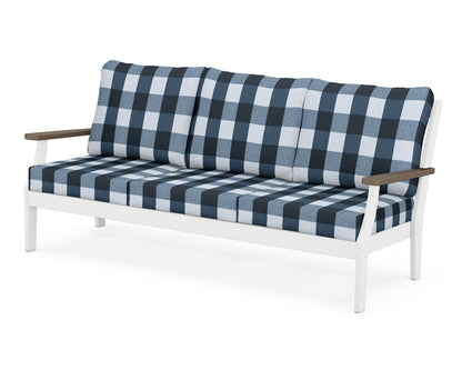POLYWOOD® Braxton Deep Seating Sofa in White / Kona / Buffalo Plaid Marine Indigo