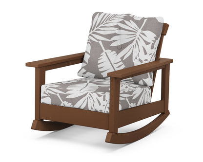 POLYWOOD® Prescott Deep Seating Rocking Chair in Teak / Leaf Grey Mist