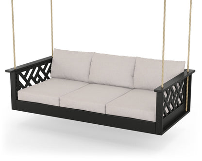 POLYWOOD® Chippendale Daybed Swing in Black / Dune Burlap