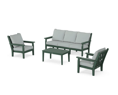 POLYWOOD® Chippendale 4-Piece Deep Seating Set with Sofa in Green / Spa