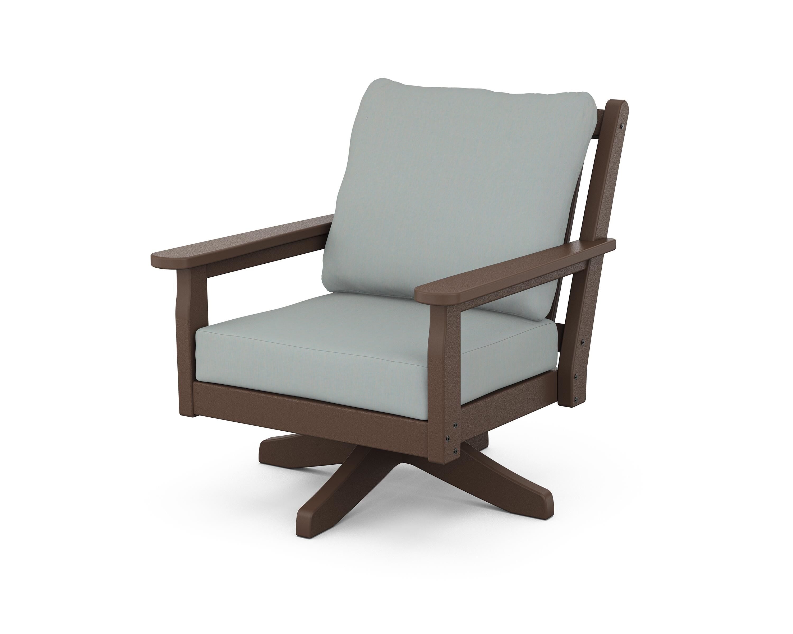 POLYWOOD® Chippendale Deep Seating Swivel Chair in Mahogany / Spa