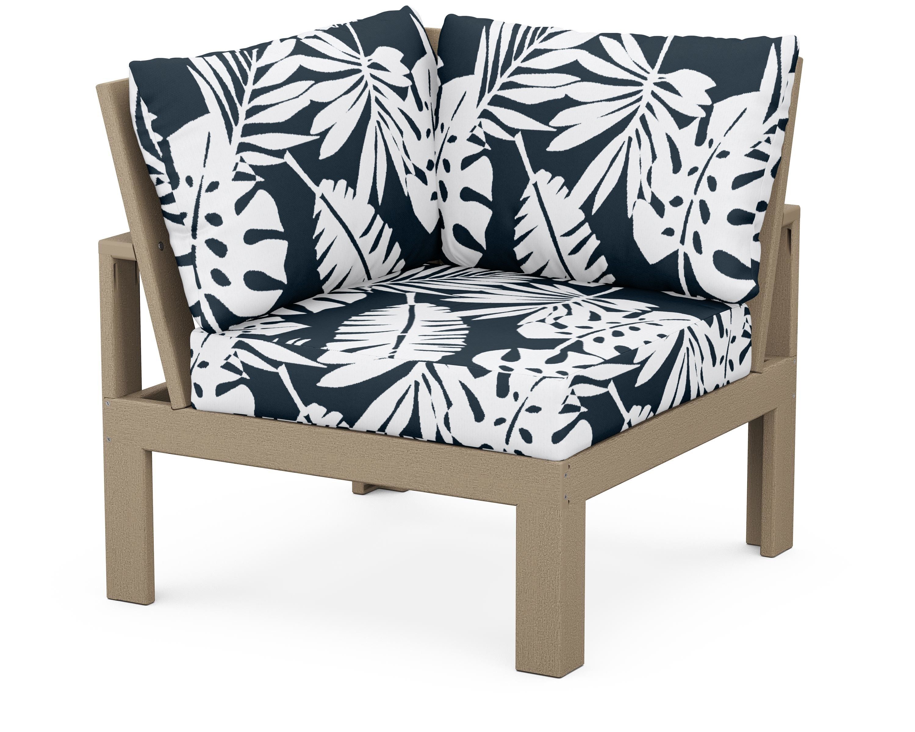 Unbranded Modular Corner Chair in Vintage Sahara / Leaf Marine Indigo