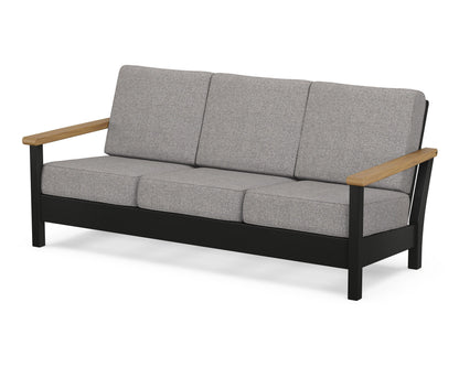 POLYWOOD® Harbour Deep Seating Sofa in Black / Natural / Grey Mist