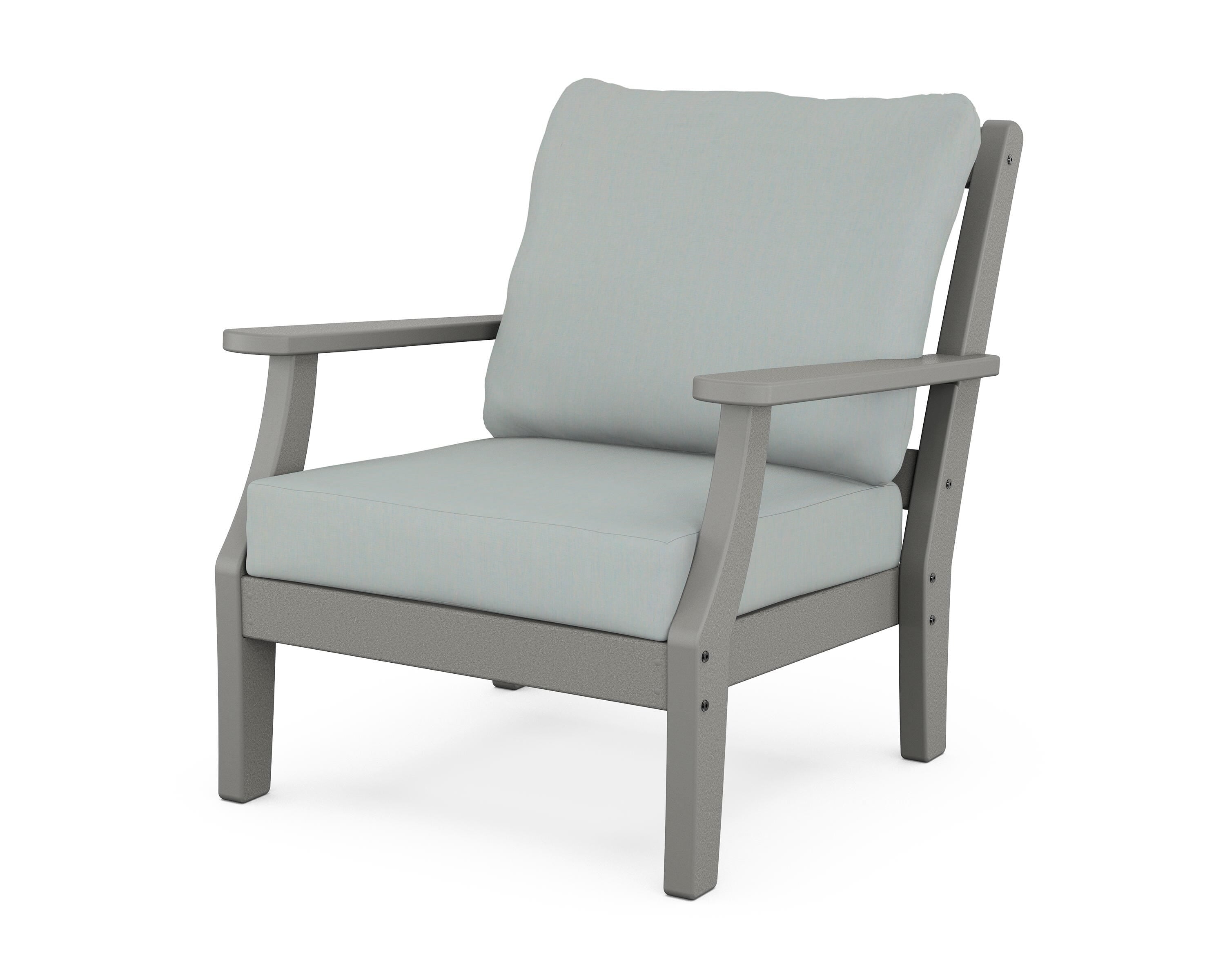 Martha Stewart by POLYWOOD® Chinoiserie Deep Seating Chair in Slate Grey / Spa