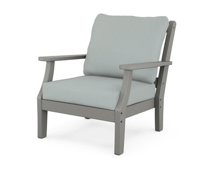 Martha Stewart by POLYWOOD® Chinoiserie Deep Seating Chair in Slate Grey / Spa