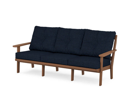 POLYWOOD® Mission Deep Seating Sofa in Teak / Marine Indigo