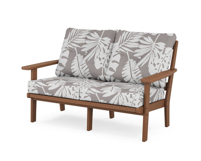 POLYWOOD® Prairie Deep Seating Loveseat in Teak / Leaf Grey Mist