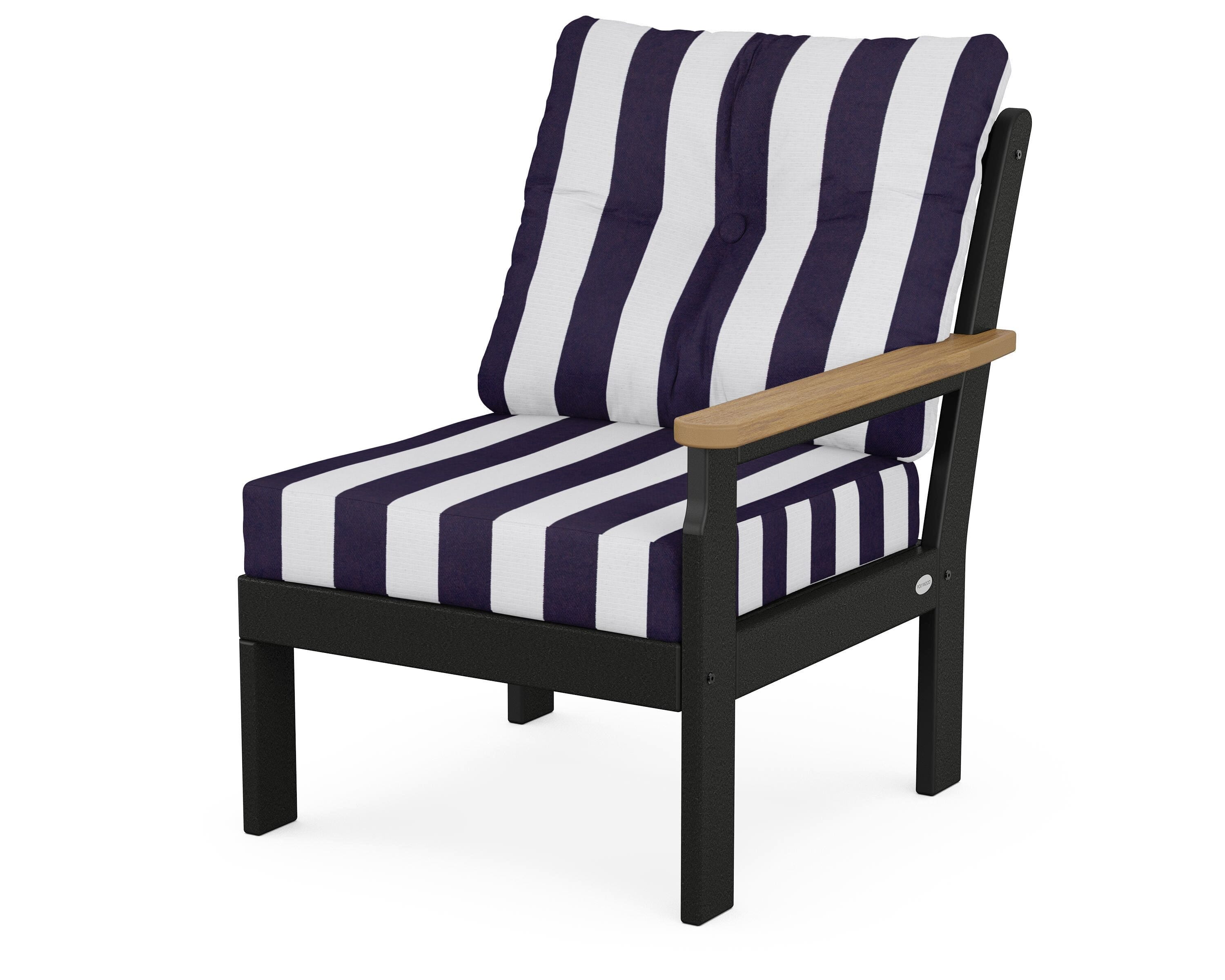 POLYWOOD® Vineyard Modular Right Arm Chair in Black / Natural / Cabana Stripe Navy