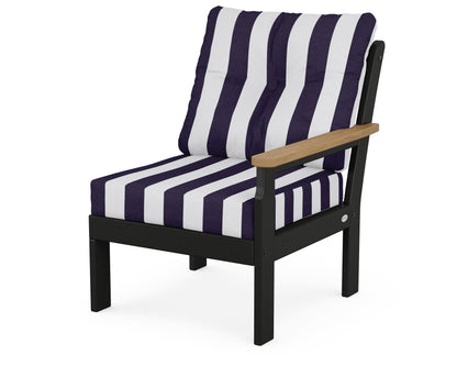 POLYWOOD® Vineyard Modular Right Arm Chair in Black / Natural / Cabana Stripe Navy