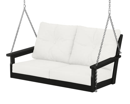 POLYWOOD® Vineyard Deep Seating Swing in Black / Natural Linen
