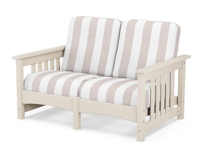 POLYWOOD® Club Mission Loveseat in Sand / Cabana Stripe Dune Burlap