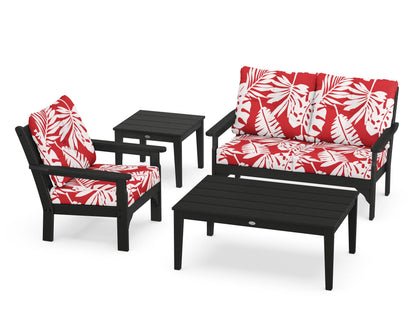 POLYWOOD® Vineyard 4-Piece Deep Seating Set in Black / Leaf Crimson