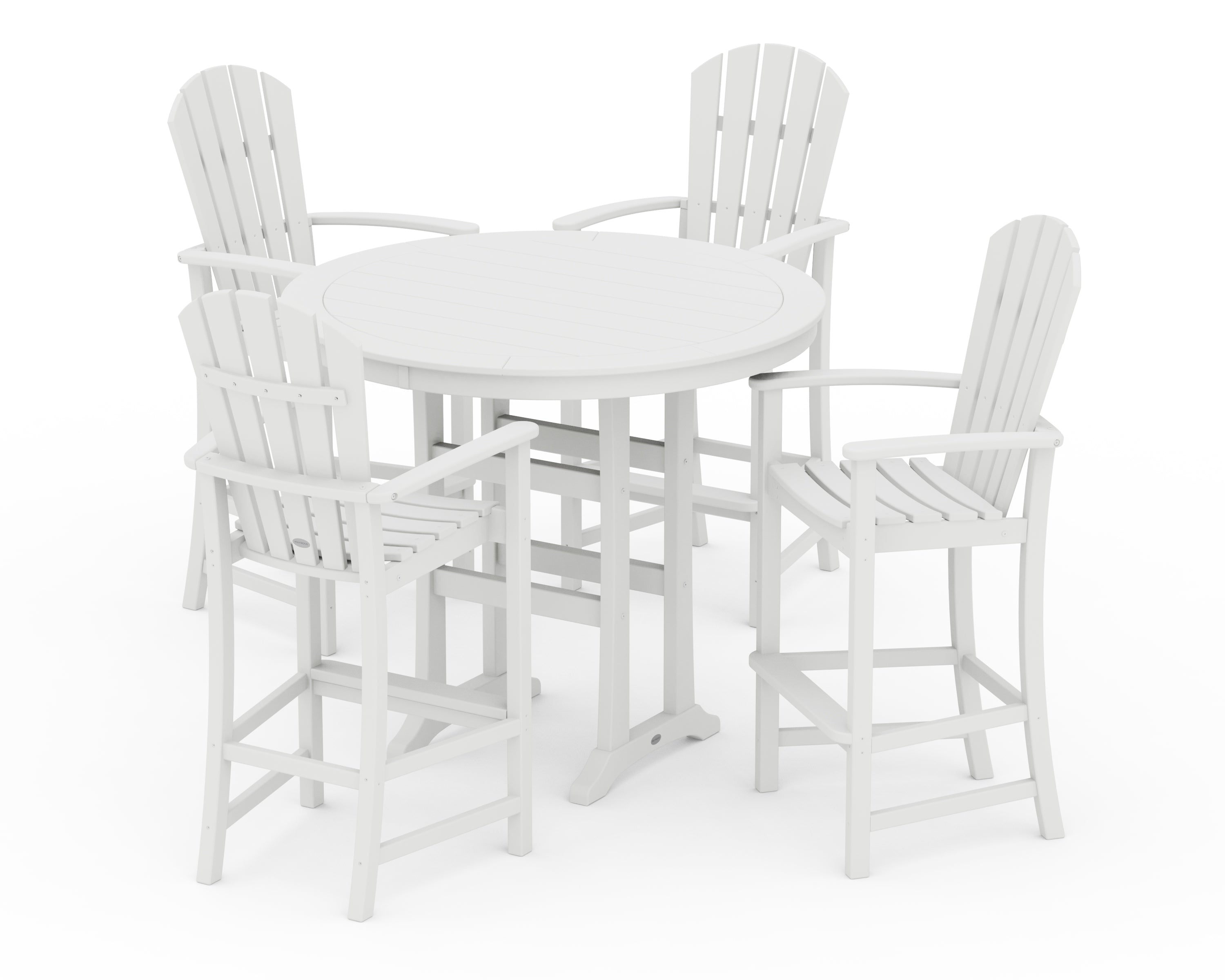 POLYWOOD® Palm Coast 5-Piece Round Bar Set in White