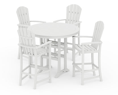 POLYWOOD® Palm Coast 5-Piece Round Bar Set in White