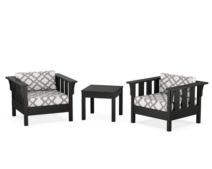 Martha Stewart by POLYWOOD® Acadia 3-Piece Deep Seating Set in Black / Trellis Grey Mist