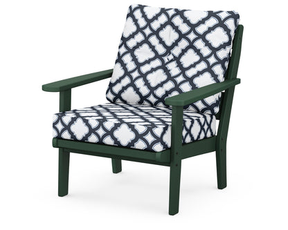 POLYWOOD® Lakeside Deep Seating Chair in Green / Trellis Marine Indigo
