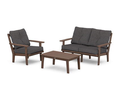 POLYWOOD® Prairie 3-Piece Deep Seating Set with Loveseat in Mahogany / Ash Charcoal