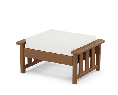 Martha Stewart by POLYWOOD® Acadia Deep Seating Ottoman in Teak / Natural Linen