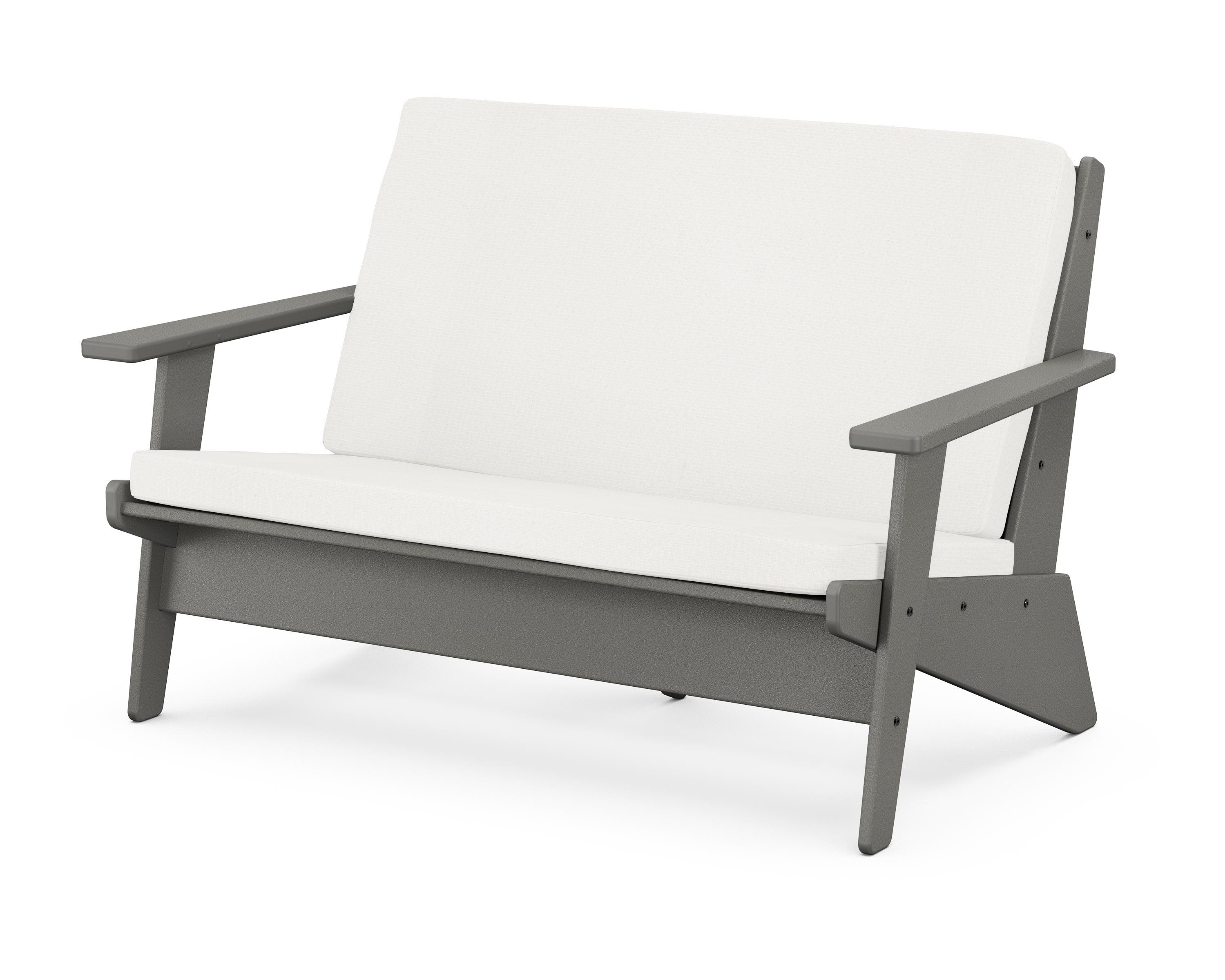 POLYWOOD® Riviera Modern Lounge Loveseat in Slate Grey / Natural Linen