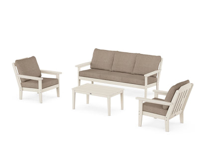 Country Living Cottage 4-Piece Deep Seating Set with Sofa in Sand / Spiced Burlap