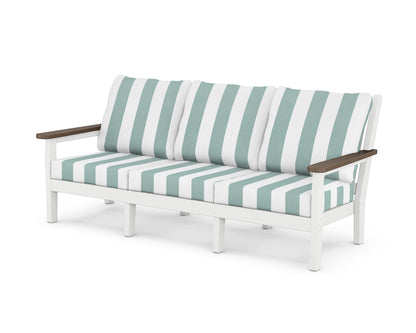 POLYWOOD® Chippendale Deep Seating Sofa in White / Kona / Cabana Stripe Glacier Spa