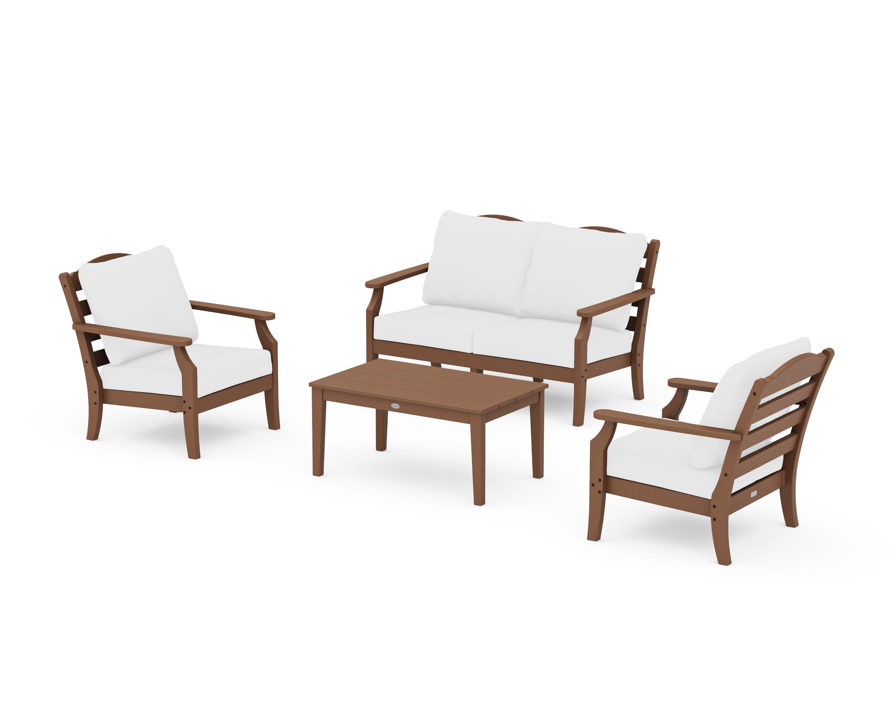 Draper James™ by  POLYWOOD® Savannah 4-Piece Deep Seating Set with Loveseat in Teak / Natural