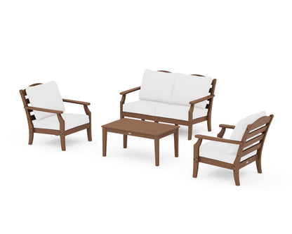 Draper James™ by  POLYWOOD® Savannah 4-Piece Deep Seating Set with Loveseat in Teak / Natural