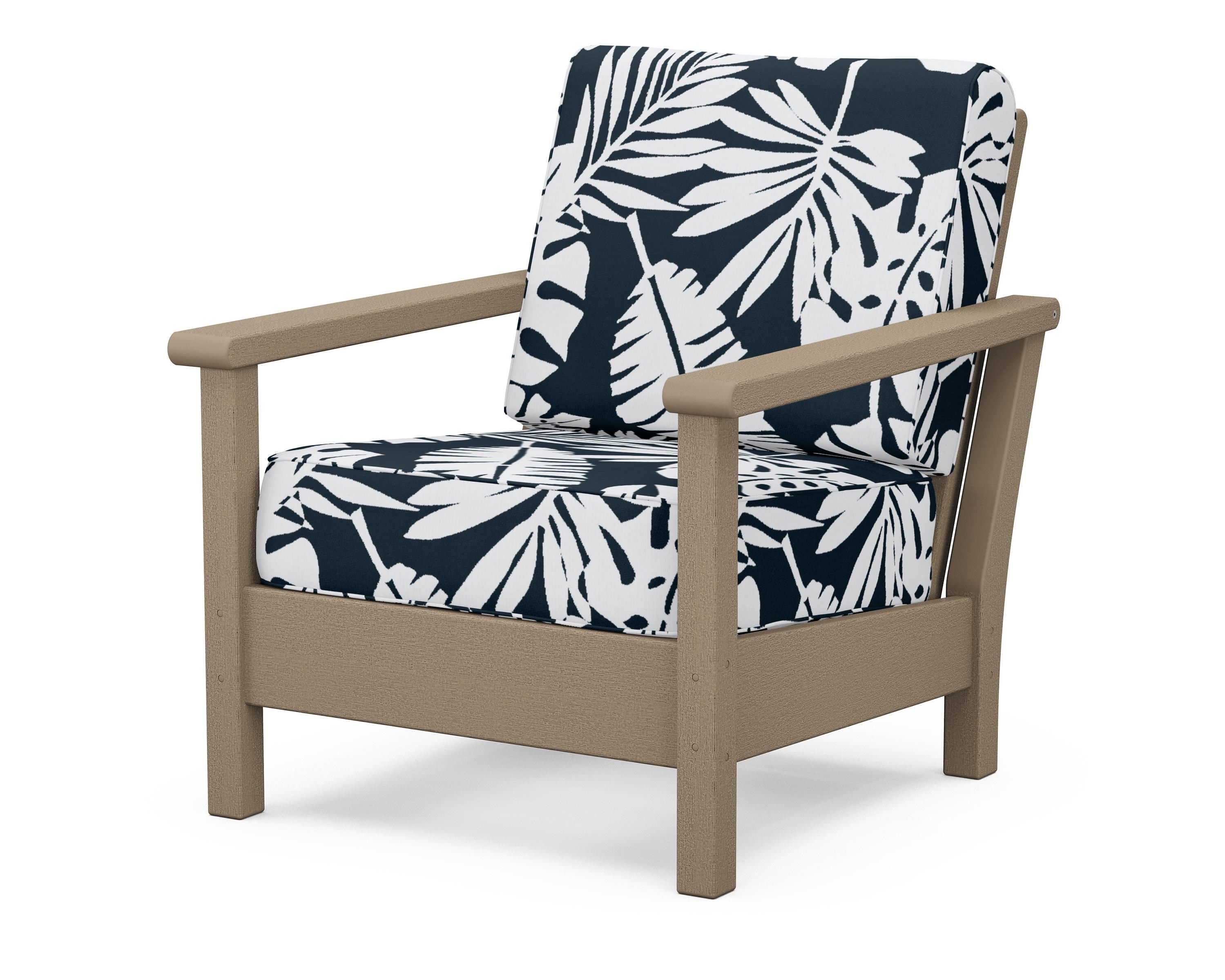 POLYWOOD® Harbour Deep Seating Chair in Vintage Sahara / Leaf Marine Indigo